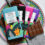 4 chocolate bars on patterned background.