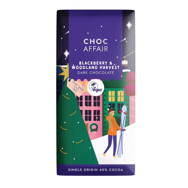 Choc Affair Blackberry and Woodland Harvest Dark Chocolate Christmas bar