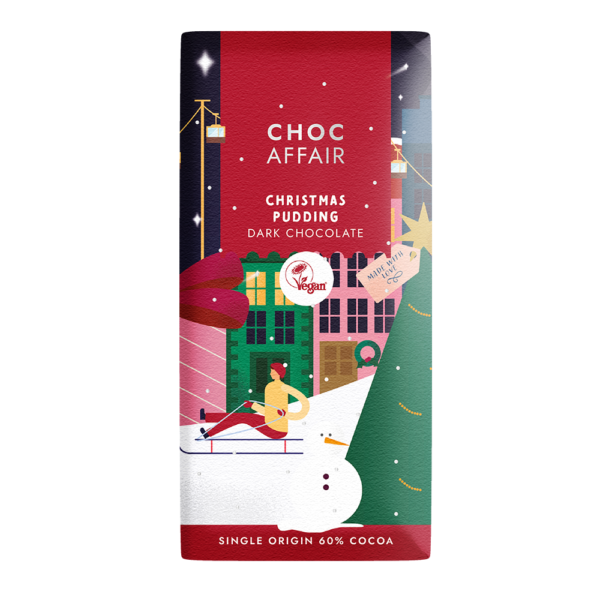 Choc Affair Christmas Pudding 60% Dark Chocolate festive chocolate bar