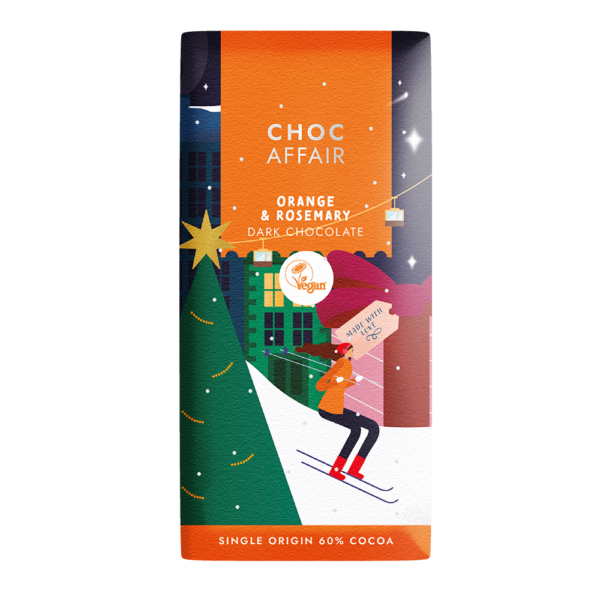 Choc Affair Orange and Rosemary Dark Chocolate Christmas chocolate bar