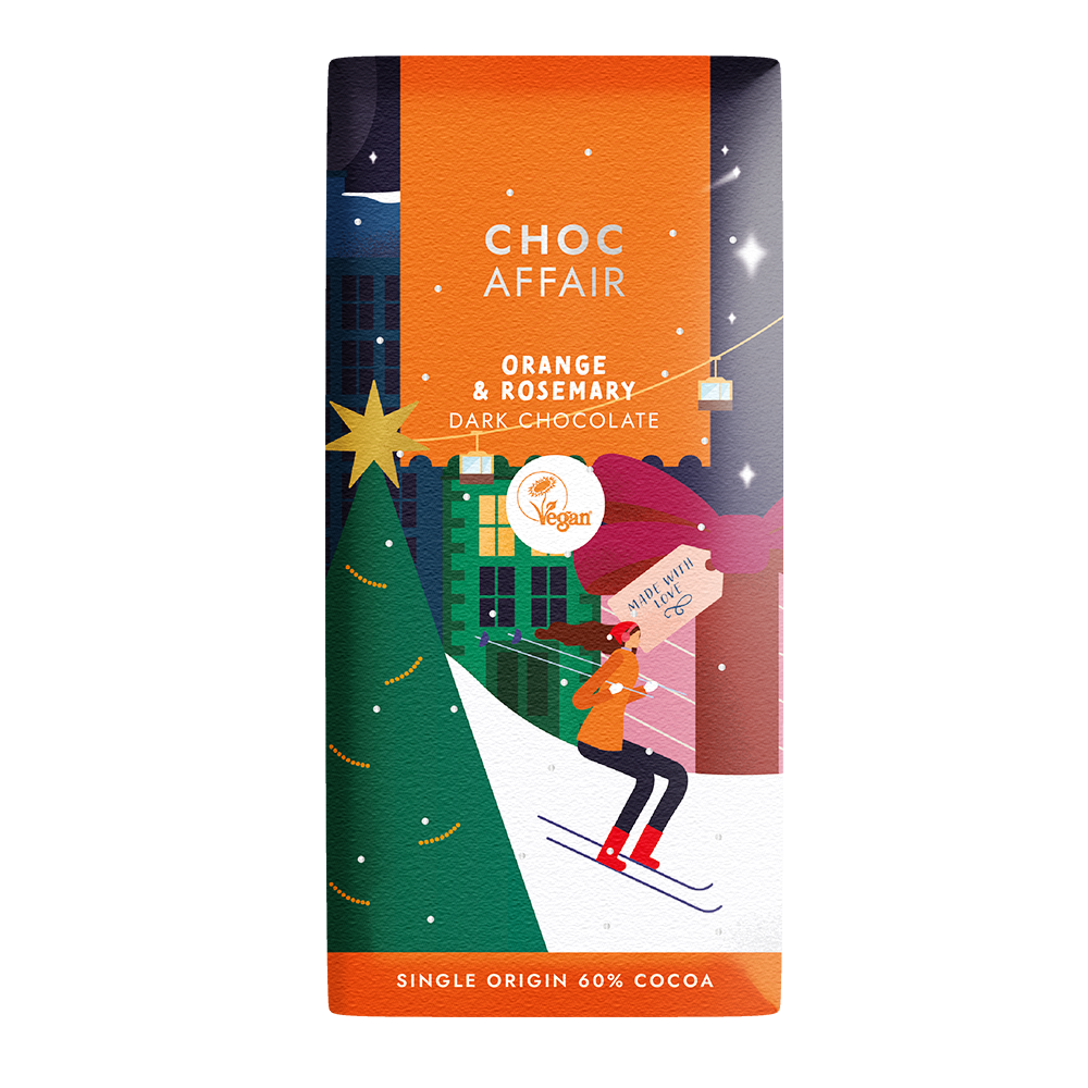 Orange & Rosemary Dark Chocolate Bar Choc Affair Orange and Rosemary Dark Chocolate Christmas chocolate bar