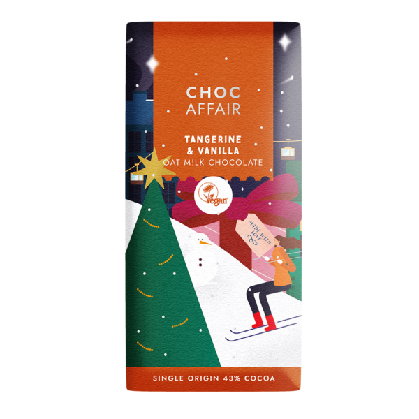 Choc Affair Tangerine and Vanilla Oat M!lk vegan Christmas chocolate bar