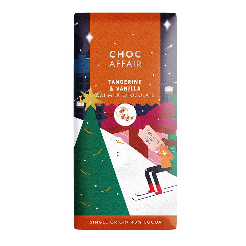 Tangerine & Vanilla Oat M!lk Chocolate – Christmas 2026 Choc Affair Tangerine and Vanilla Oat M!lk vegan Christmas chocolate bar